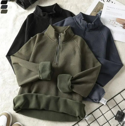 Fashion Stand-collar Fleece Long Sleeve Sweatshirt Winter Warm